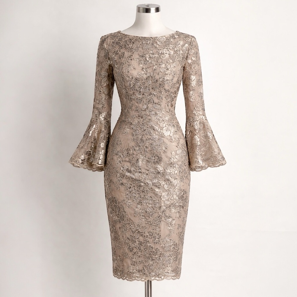 SOLD: Calvin Klein Lace Midi Dress | Carolyn Bessette–Inspired Quiet Luxury - Picture 2 of 6